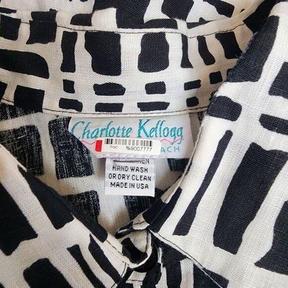 Charlotte Kellogg White & Black Linen Button Down Tunic - Picture 5 of 6